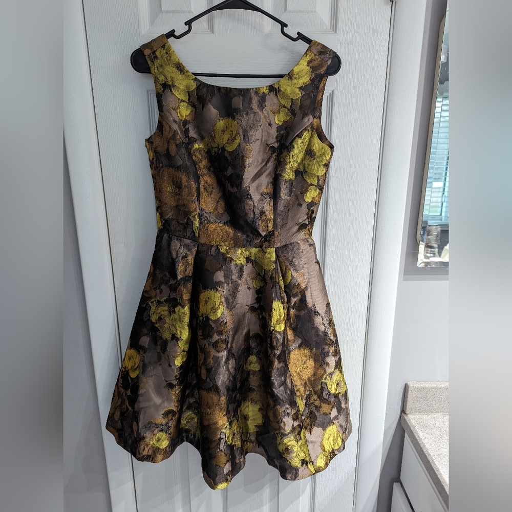Brown Floral Cocktail Dress